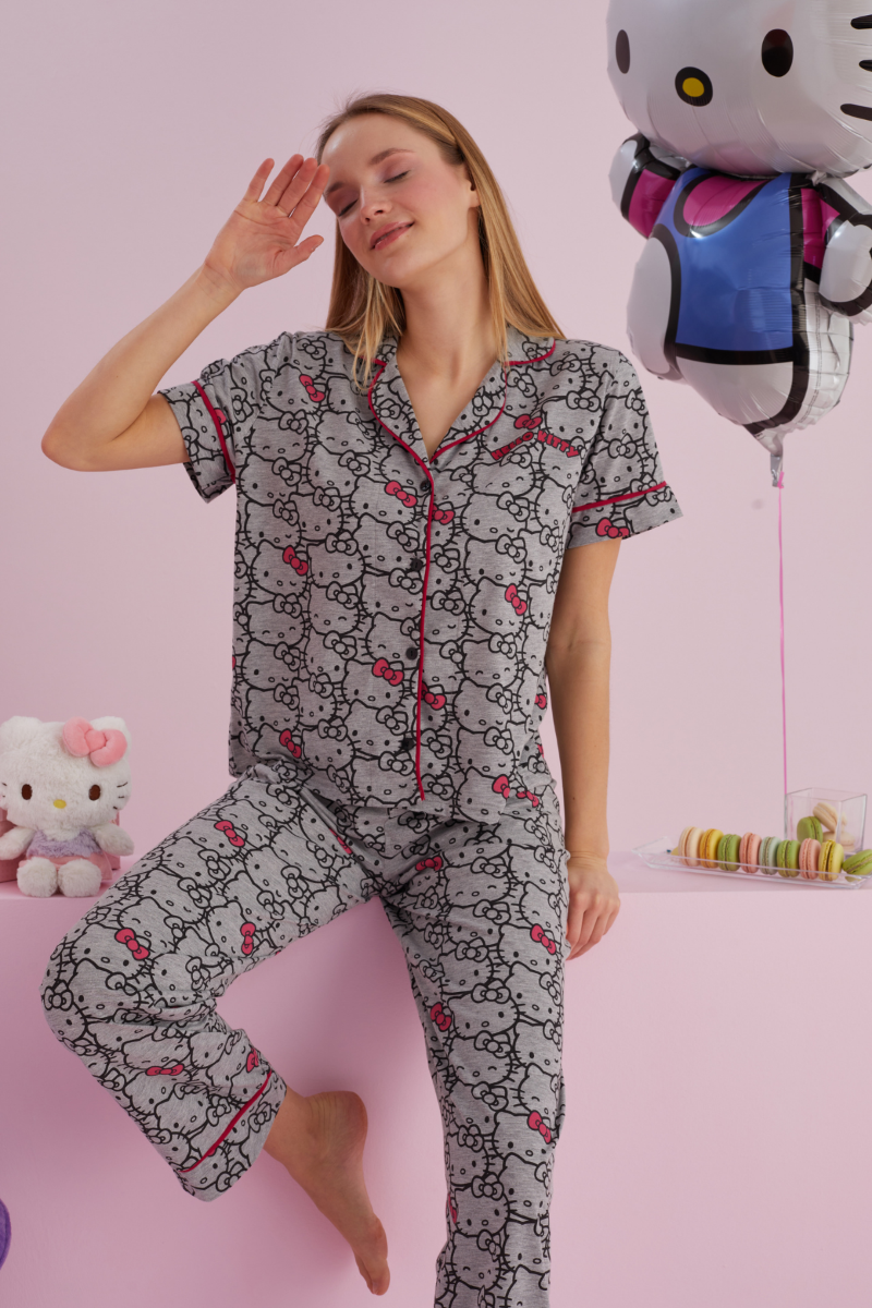 Πιτζάμα Μαμά και Κόρη "Hello Kitty" HAPPY