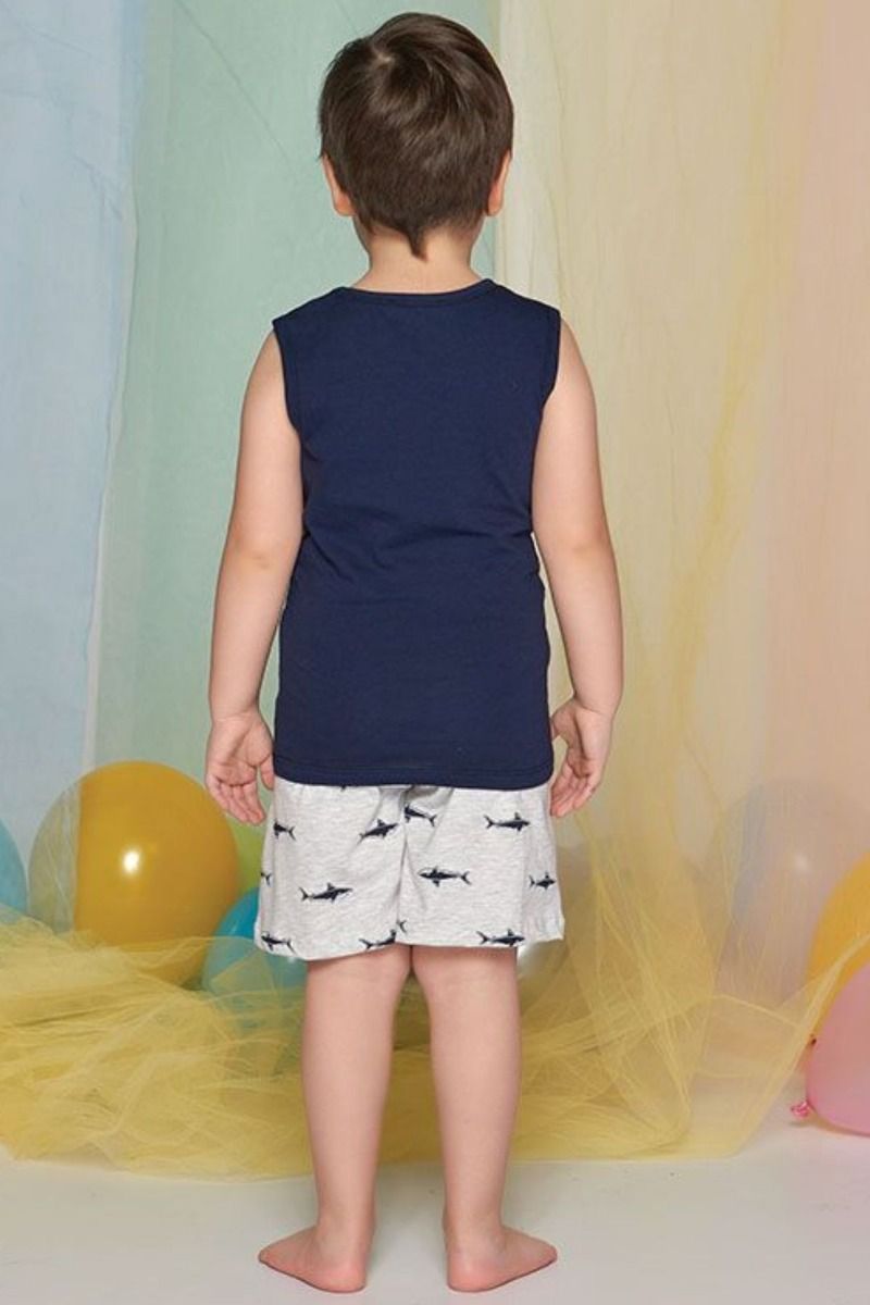 Καλοκαιρινή αγορίστικη παιδική πιτζάμα με καρχαρία βαμβακερή