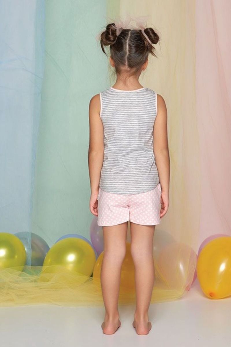 Καλοκαιρινή κοριτσίστικη παιδική πιτζάμα ροζ βαμβακερή αμάνικη