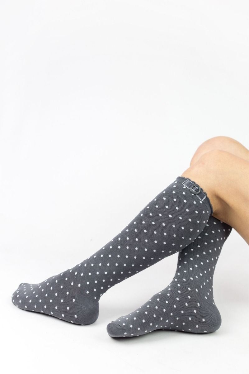 Γυναικείες Κάλτσες Knee-High Bony DOTS BUCKLE GREY