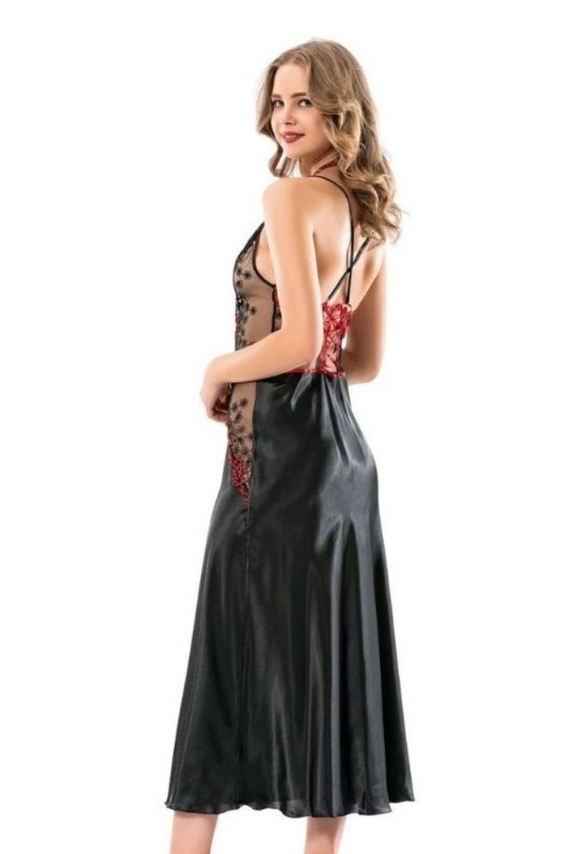 Σετ Maxi Μαύρο Νυχτικό Με Ρόμπα Moongirl NATALIA