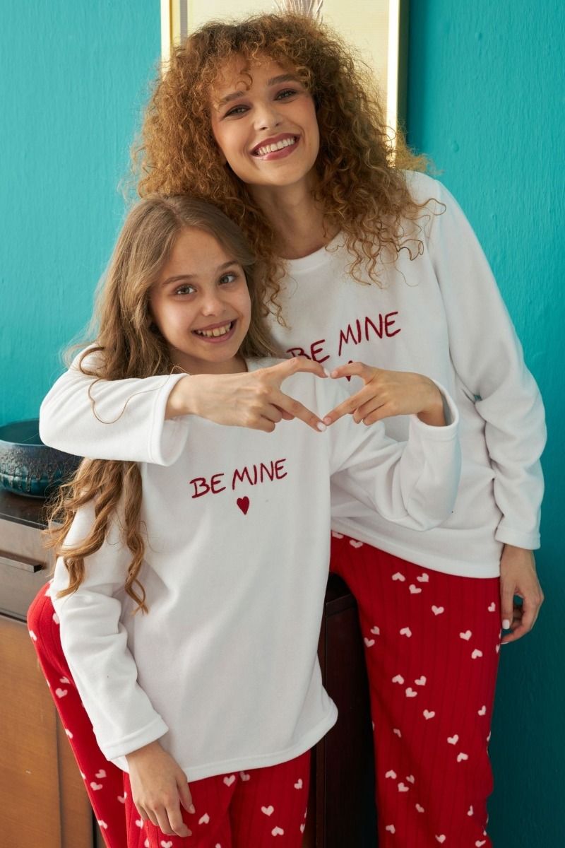 Παιδική Κοριτσίστικη χειμωνιάτικη πιτζάμα φλις κόκκινο άσπρο