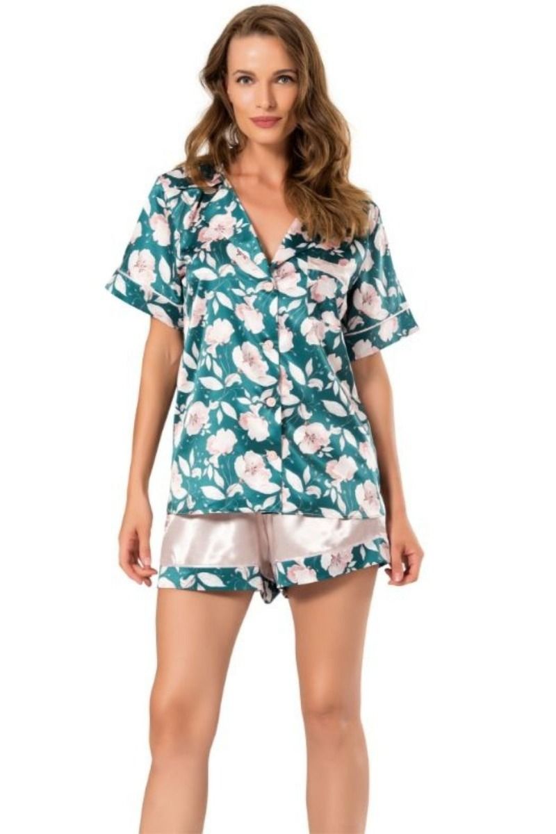 Πιτζάμα Σορτς Σατέν Moongirl CARA με λουλουδια καλοκαιρινη