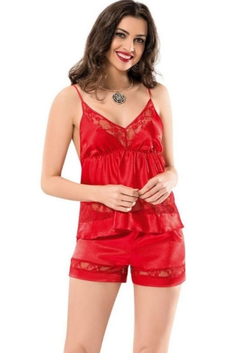 Πιτζάμα καλοκαιρινη Σορτς Σατέν Moongirl CLAIRE δαντελα τιραντακι