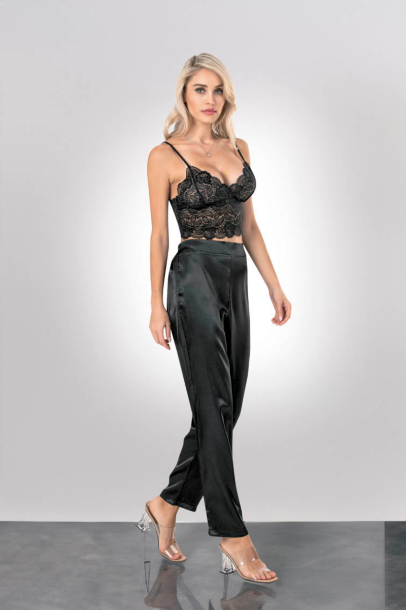 Γυναικεία Πιτζάμα Σατέν Moongirl DINE μαύρη