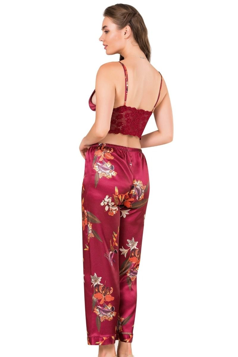 Γυναικεία σατέν πιτζάμα με ρόμπα Moongirl EMILY