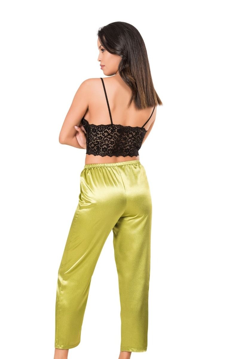 Γυναικεία σατέν πιτζάμα Moongirl ESMERALDA μπραλετ τοπακι μαυρο