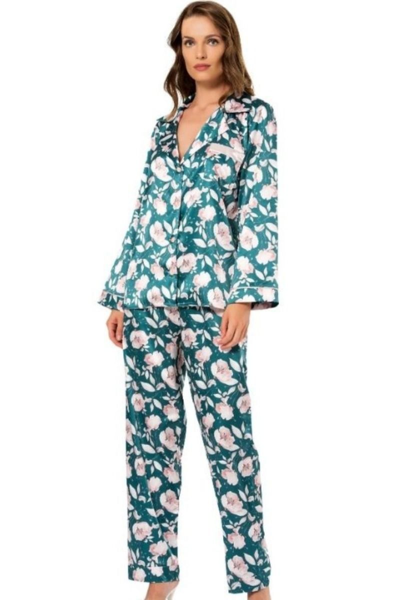 Πιτζάμα Σατέν Moongirl Floral LILIANA μακρυμανικη με τσεπη