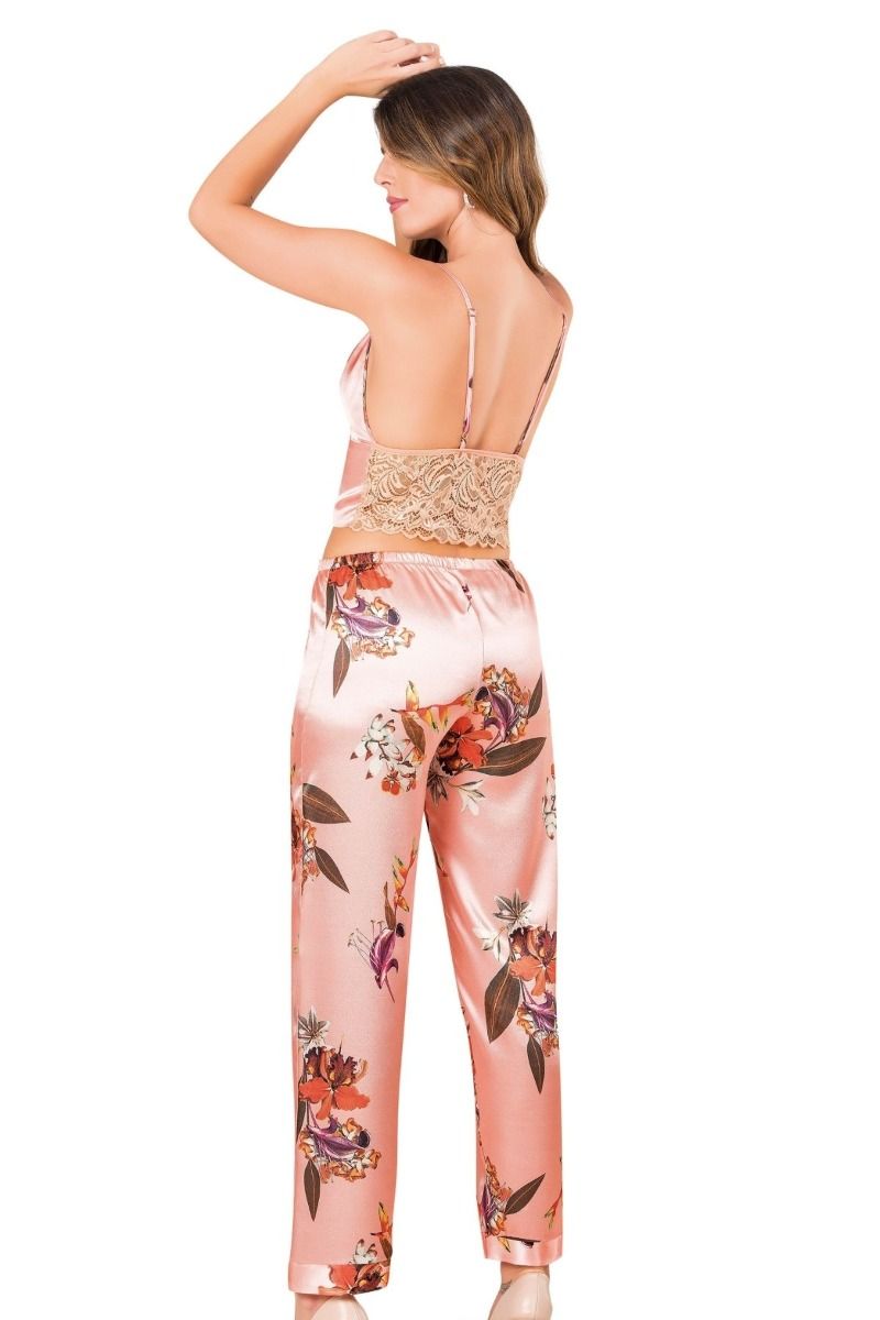 Γυναικεία σατέν πιτζάμα με ρόμπα Moongirl FLORENCE