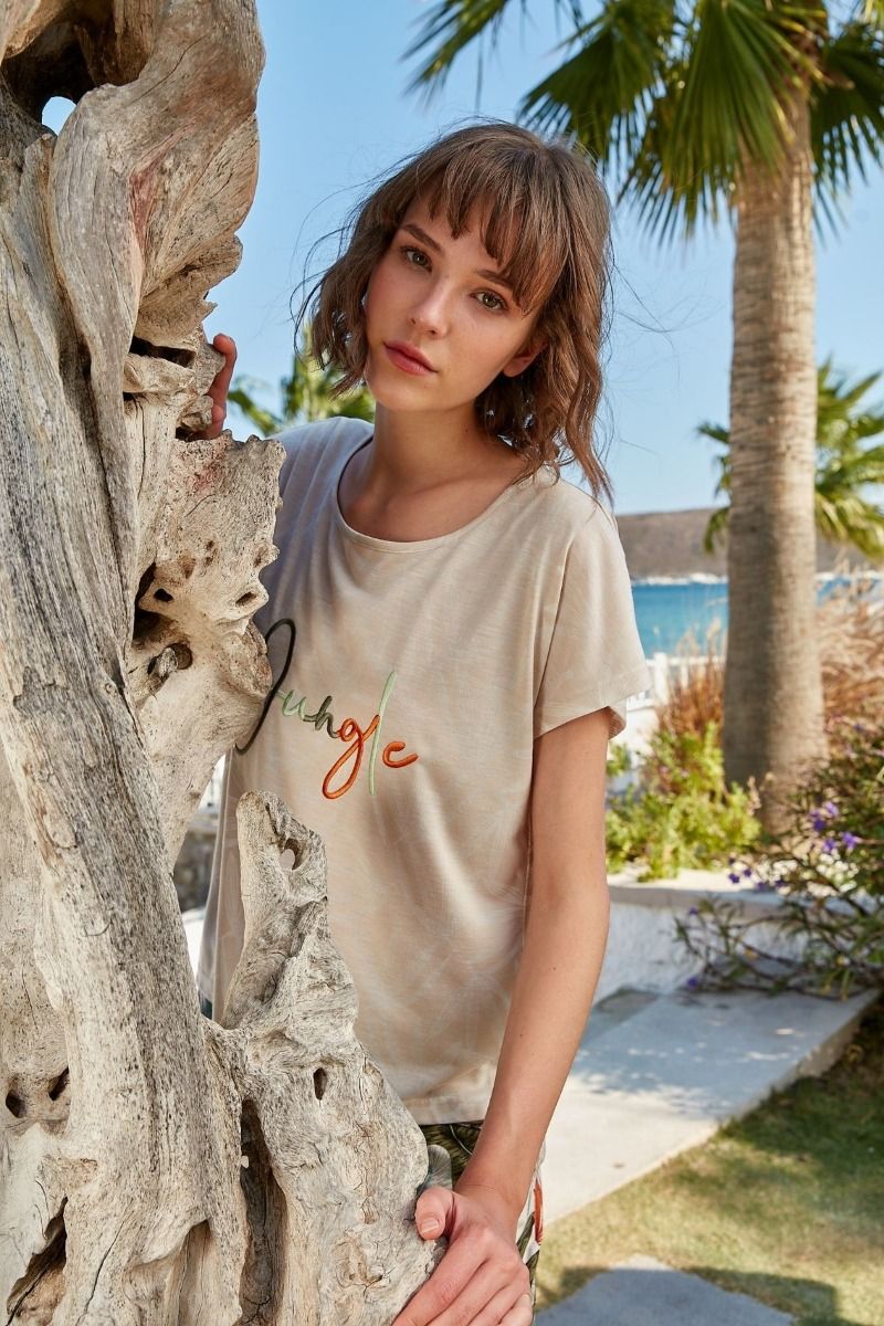 Γυναικείo σετ κοντομανικο βισκοζη μακρυ παντελονι βαμβακερο μονταλ