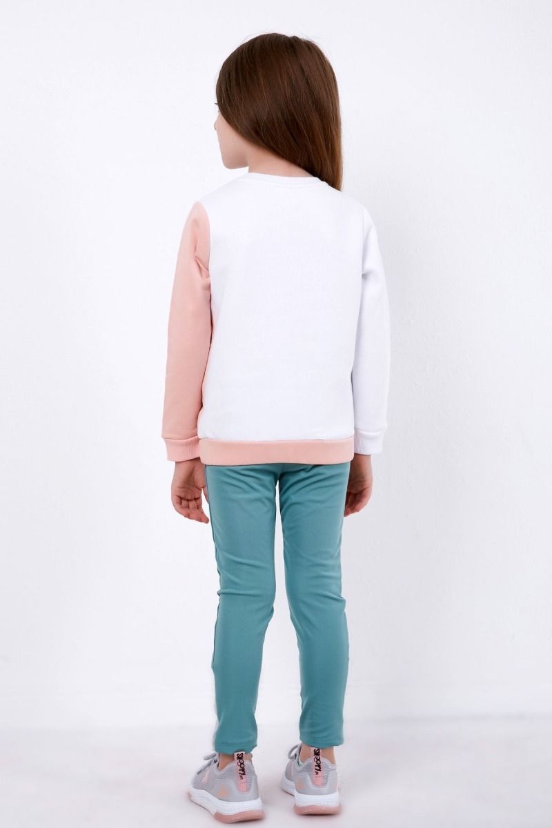 Παιδική κοριτσίστικη χειμωνιάτικη φόρμα τιρκουάζ ροζ λευκό