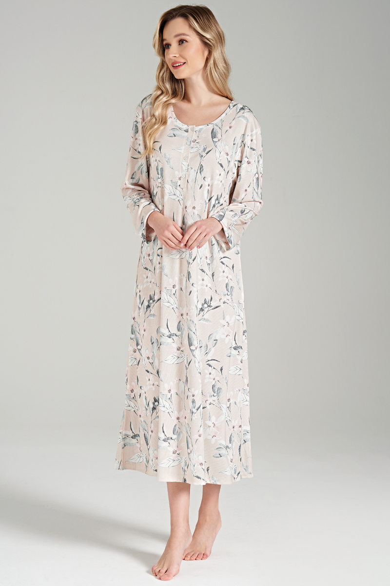 Γυναικείο Νυχτικό Pijadore FLERRY Βισκόζη φλοράλ μακρυμάνικο