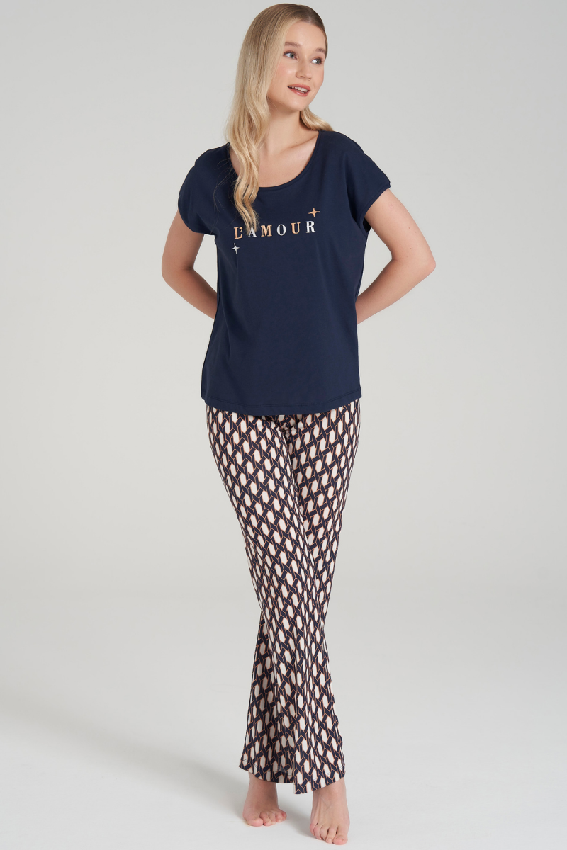 Καλοκαιρινή Πιτζάμα Pijadore L'AMOUR Βισκόζη γεωμετρικό σχέδιο