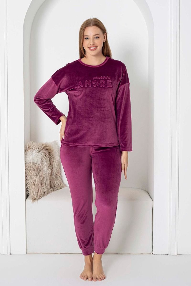 Γυναικεία χειμωνιάτικη πιτζάμα Pijamangel NUOVO AMORE BORDEAUX