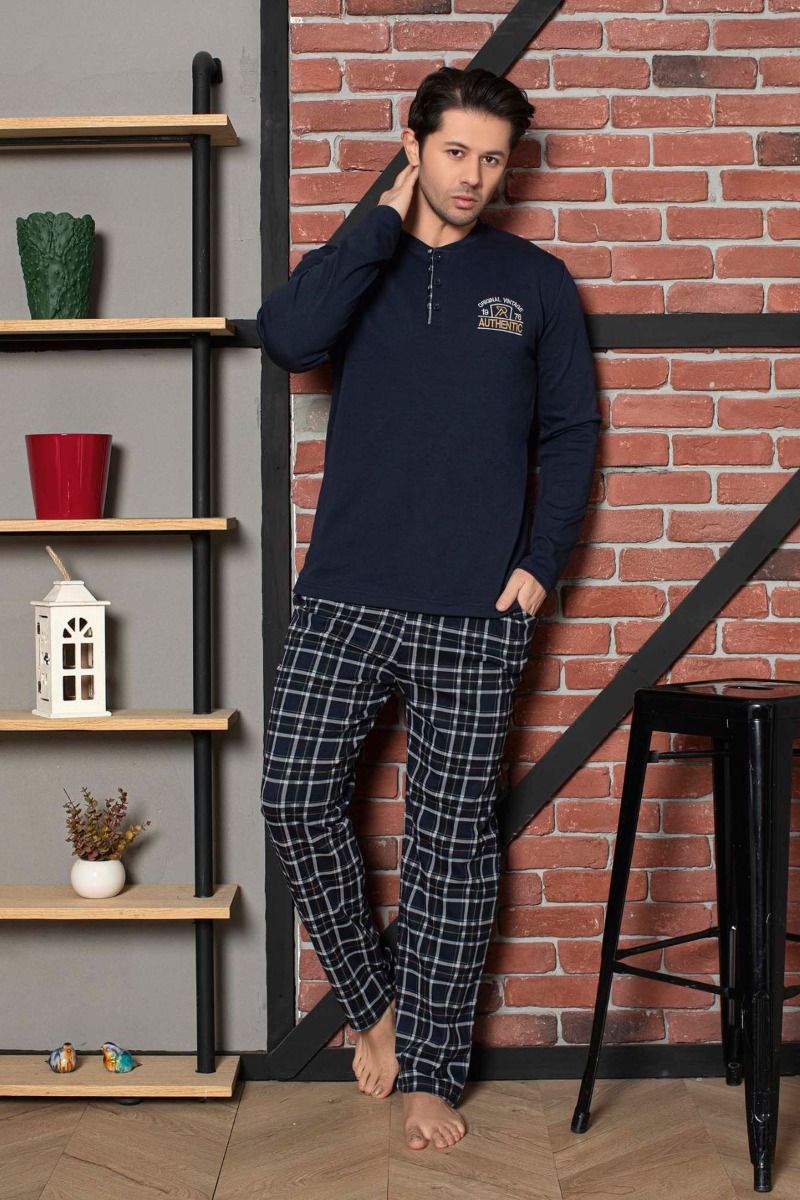 Ανδρική πιτζάμα χειμωνιάτικη Pijamangel SCOTT βαμβακερή μπορντό