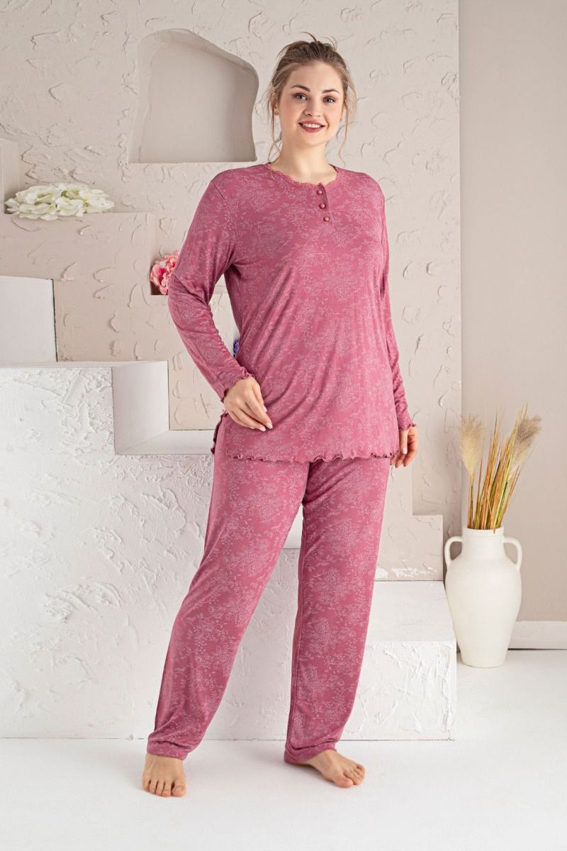 Γυναικεία πιτζάμα plus size μακρυμάνικη σάπιο μήλο λαχούρια