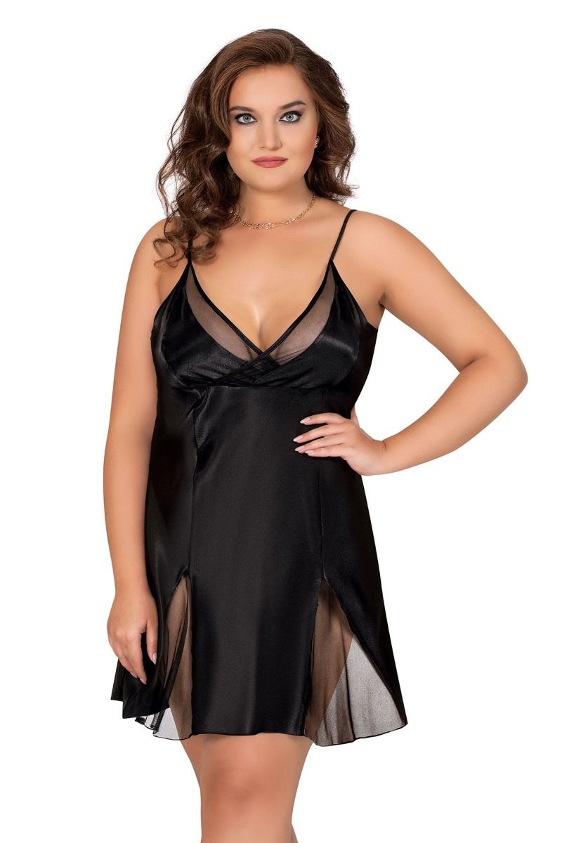 Γυναικείο plus size νυχτικό σατέν σε δύο χρώματα