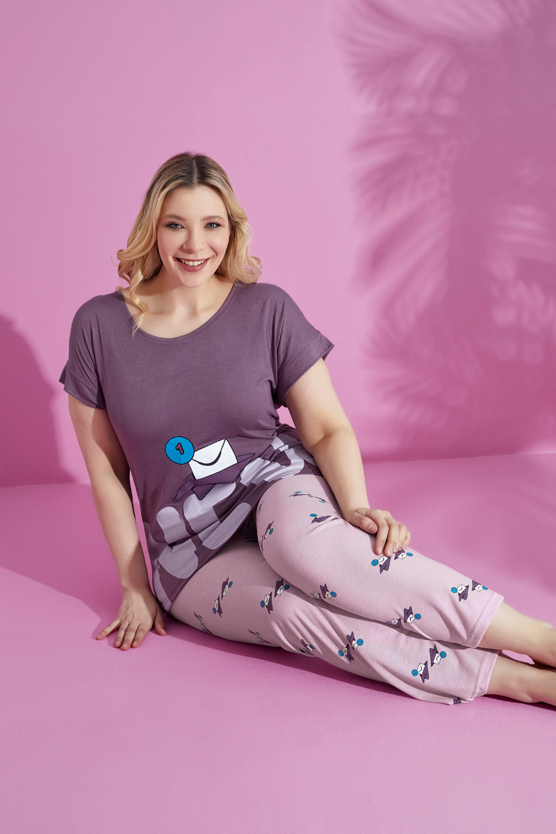Πιτζάμα Plus Size PijaMood NEW MESSAGE