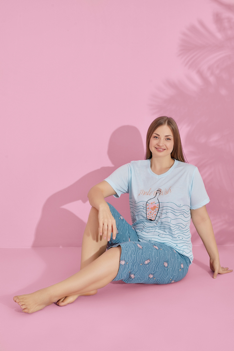 Πιτζάμα Plus Size Κάπρι PijaMood WISHES