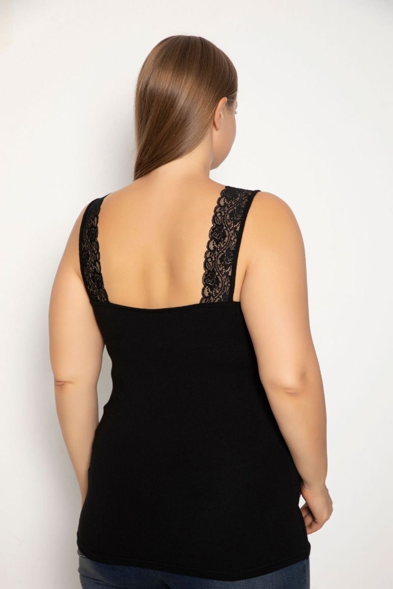 Γυναικείο Φανελάκι Plus Size siyah inci DONNA