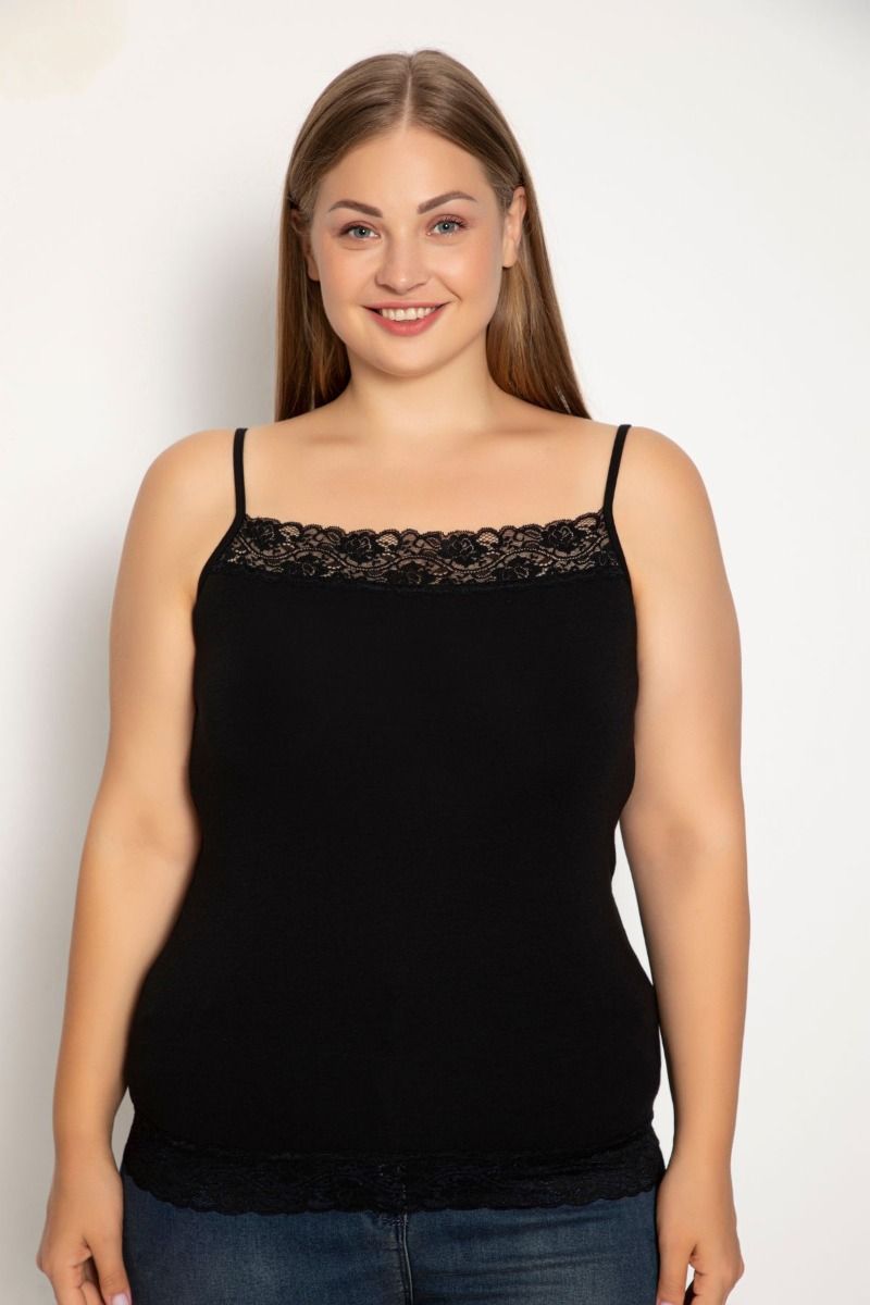 Γυναικείο Φανελάκι Plus Size siyah inci SOLFEGE