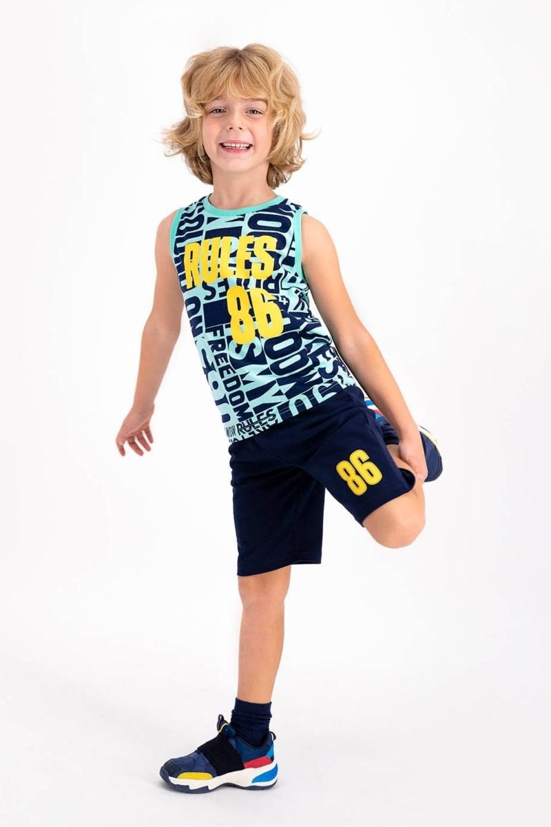 Καλοκαιρινή αγορίστικη παιδική πιτζάμα αμανική σχέδιο ασπρόμαυρο