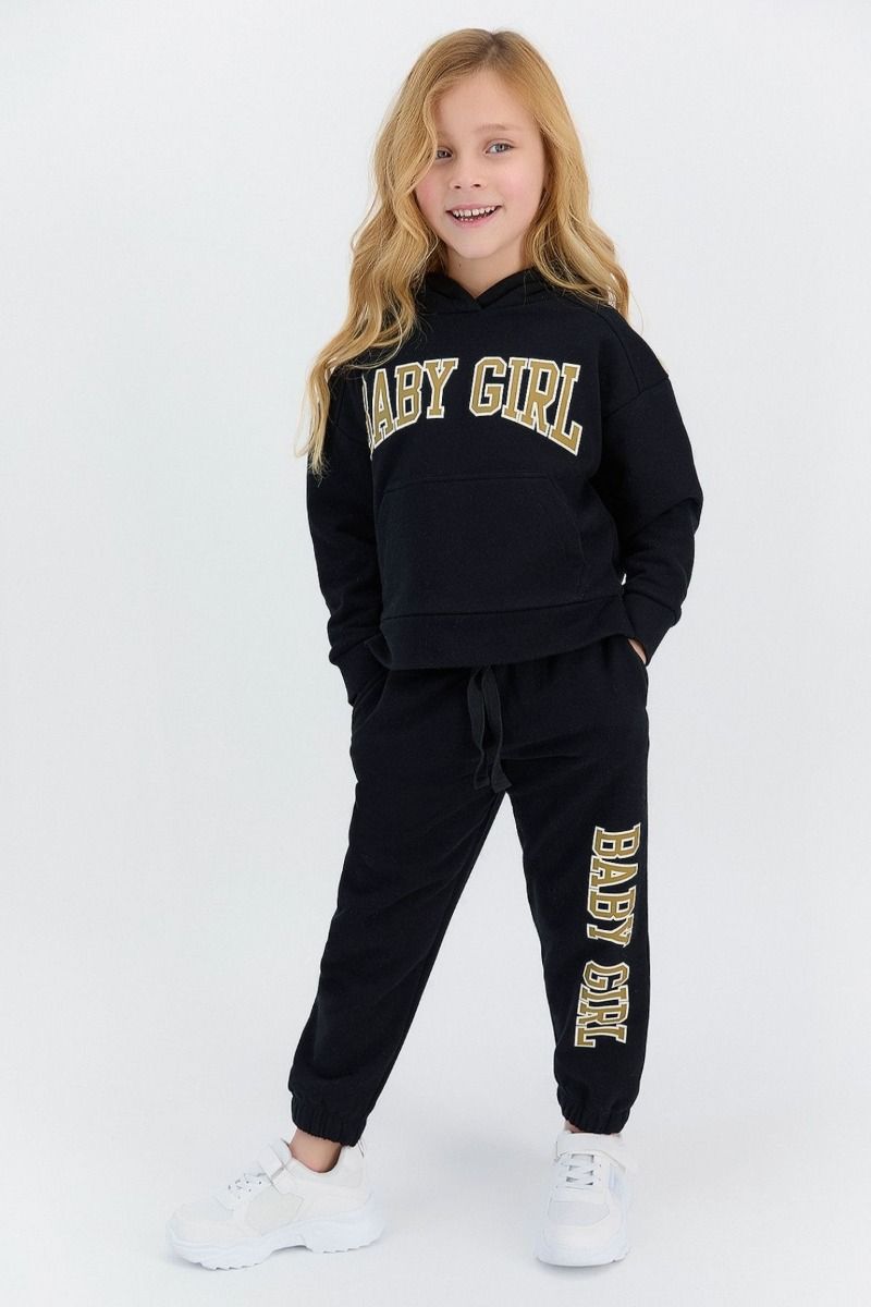 Παιδική φόρμα για κορίτσι χειμωνιάτικη φούτερ με κουκούλα χακί