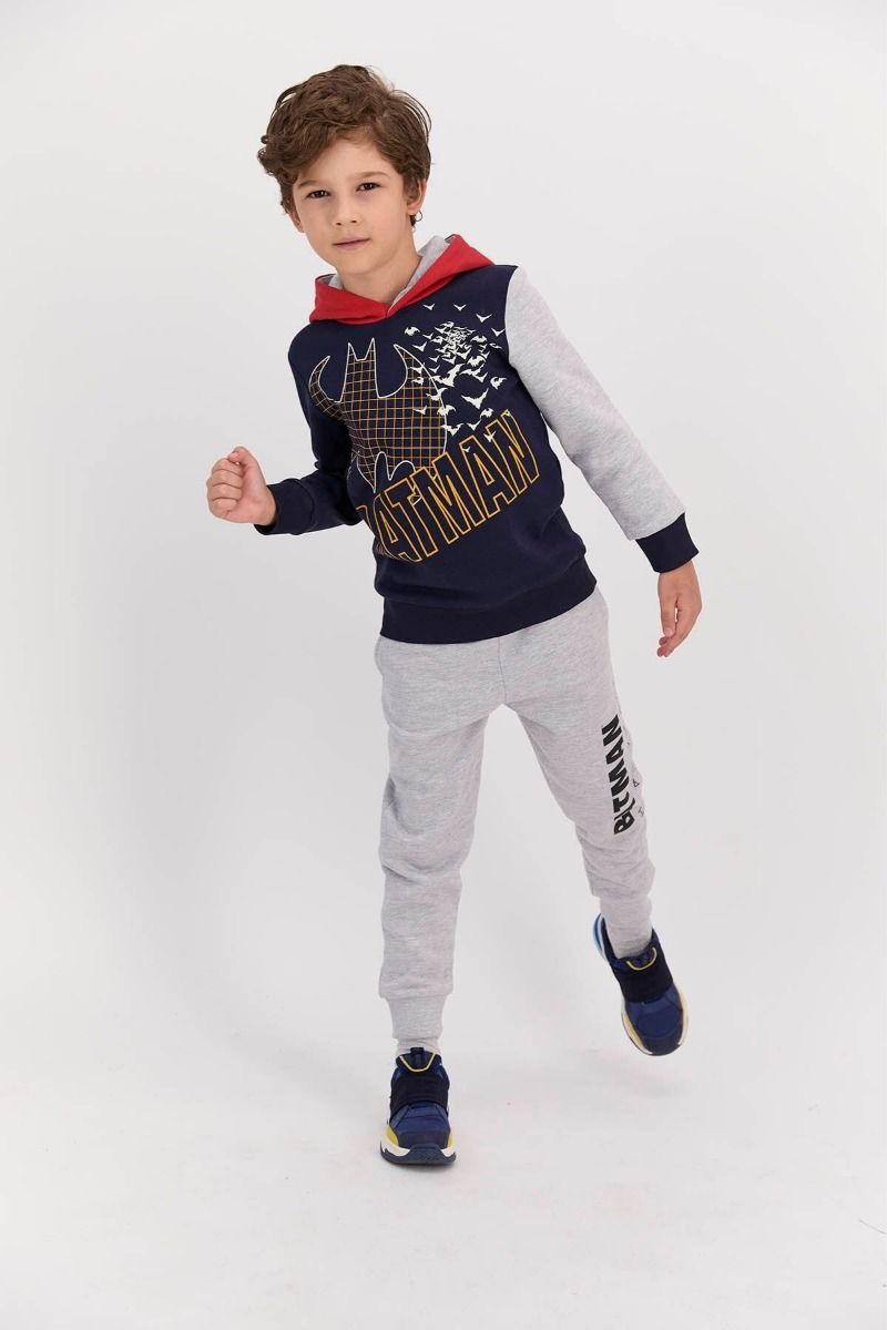 Παιδική φόρμα για αγόρι χειμωνιάτικη βαμβακερή Batman κουκούλα μαύρη