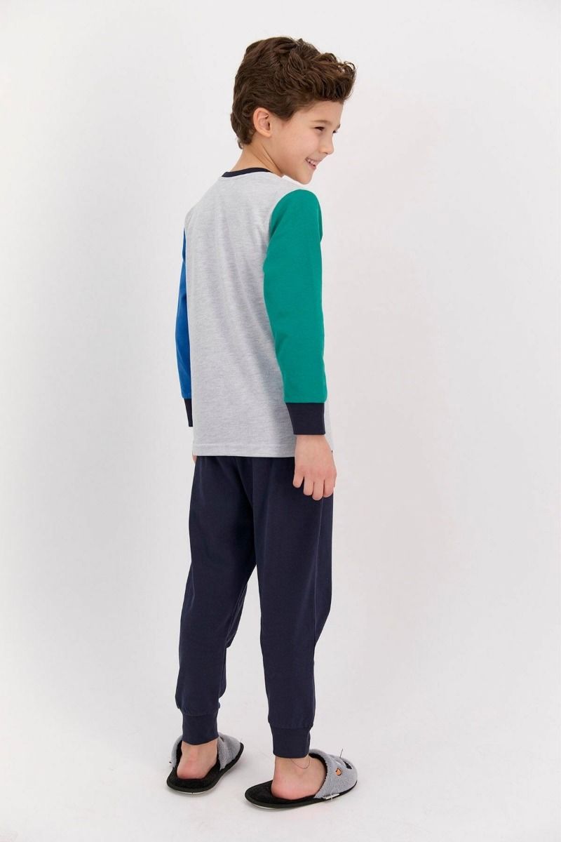 Αγορίστικη παιδική χειμωνιάτικη πιτζάμα βαμβακερή με τριχρωμία αναρρίχηση