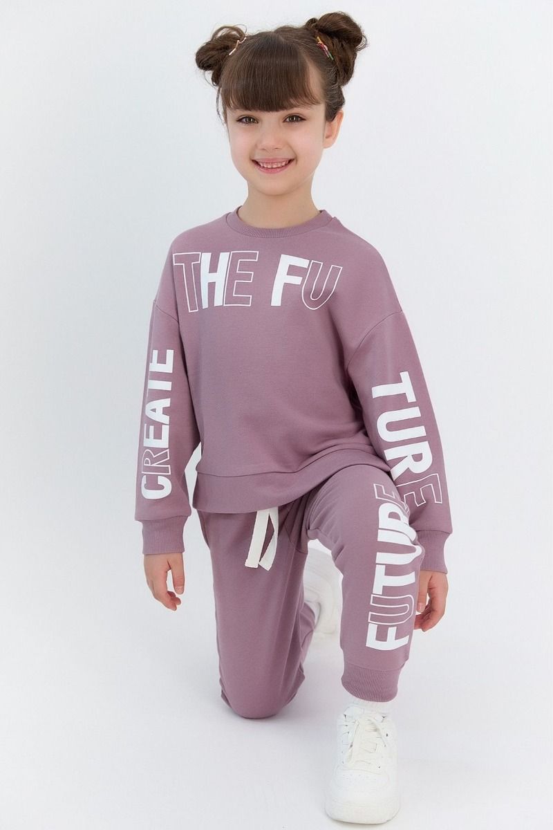 Παιδική φόρμα για κορίτσι χειμωνιάτικη φούτερ λιλά