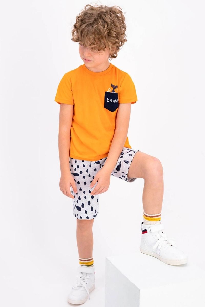 Καλοκαιρινή αγορίστικη παιδική πιτζάμα με ψαράκια σε δυο χρώματα