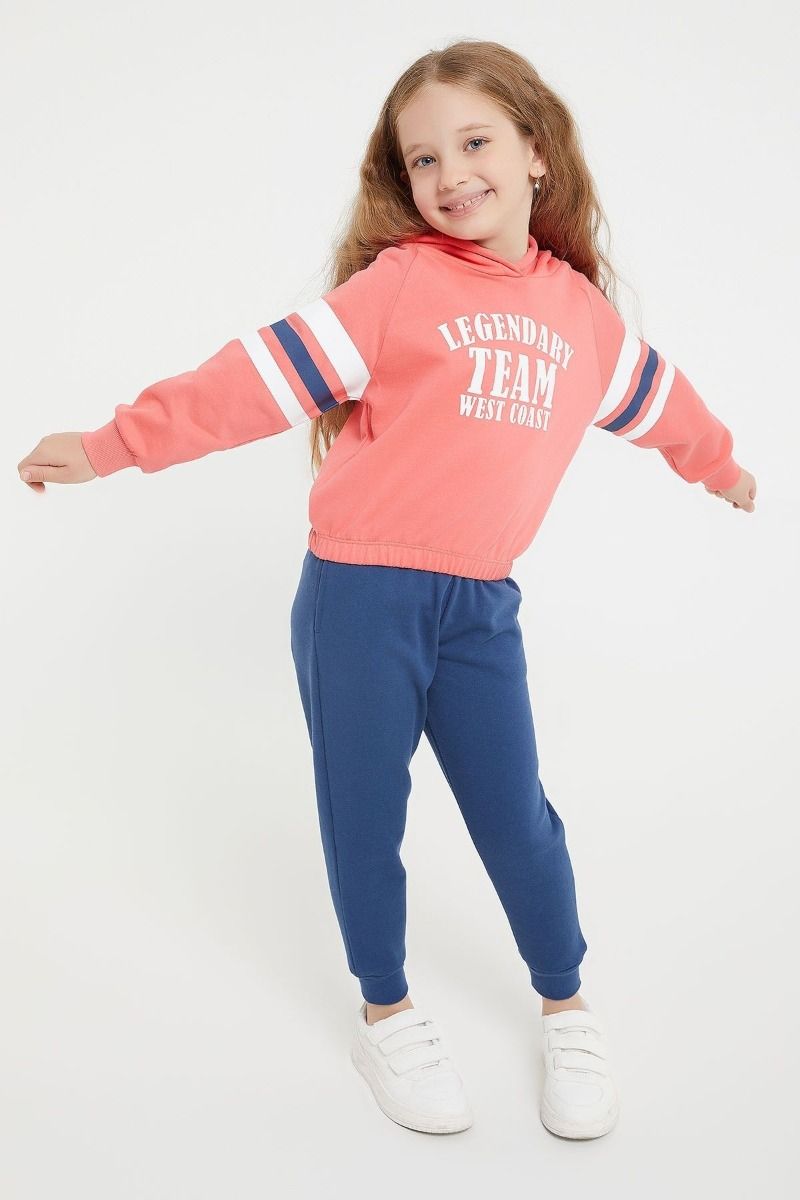 Παιδική κοριτσίστικη χειμωνιάτικη φόρμα λευκό μπλε κουκούλα