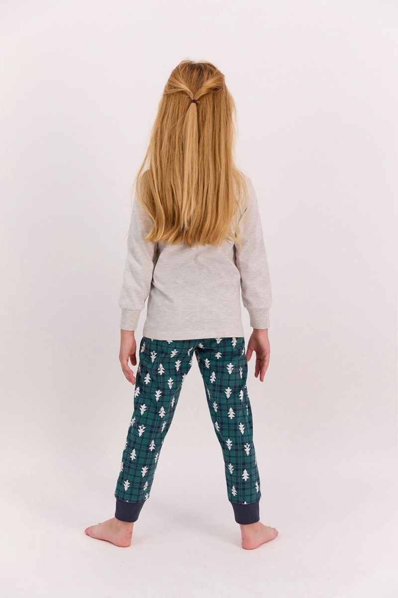 Παιδική κοριτσίστικη χειμωνιάτικη πιτζάμα πράσινη βαμβακερή χριστουγεννιάτικη