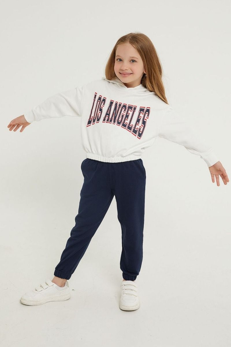 Παιδική κοριτσίστικη χειμωνιάτικη φόρμα ροζ μπλε κουκούλα