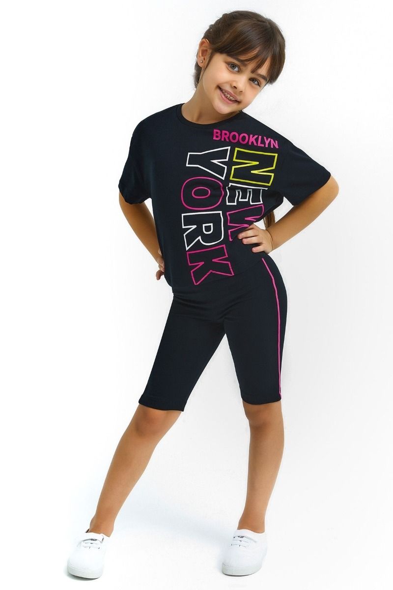 Κοριτσίστικη καλοκαιρινή παιδική φόρμα με σορτσάκι κοντομάνικη μπλούζα μωβ