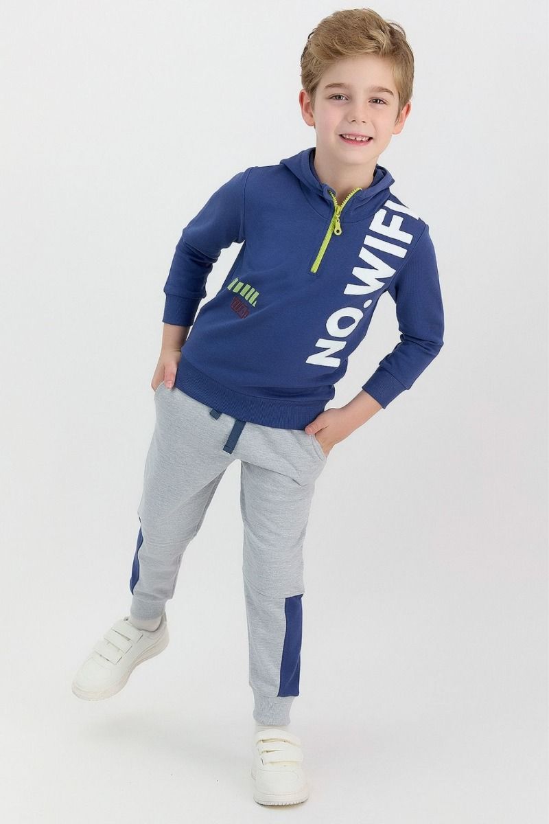 Παιδική φόρμα για αγόρι χειμωνιάτικη φερμουάρ κουκούλα πορτοκαλί