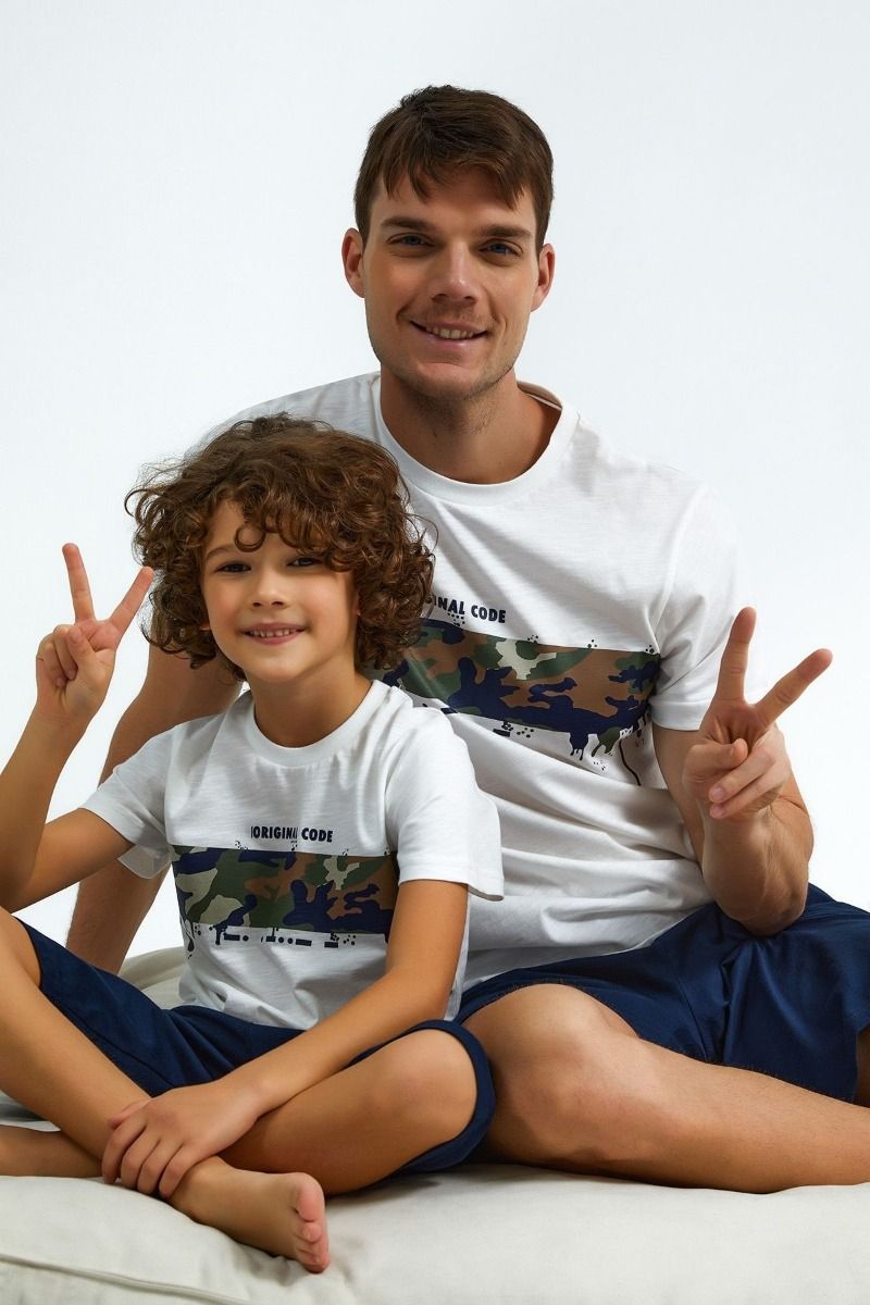 Καλοκαιρινή αγορίστικη παιδική πιτζάμα στρατιωτική κάπρι βαμβακερή