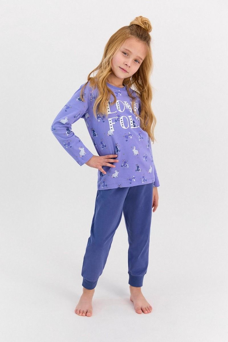 Κοριτσίστικη χειμωνιάτικη πιτζάμα βαμβακερή με κουνέλι σάπιο μήλο