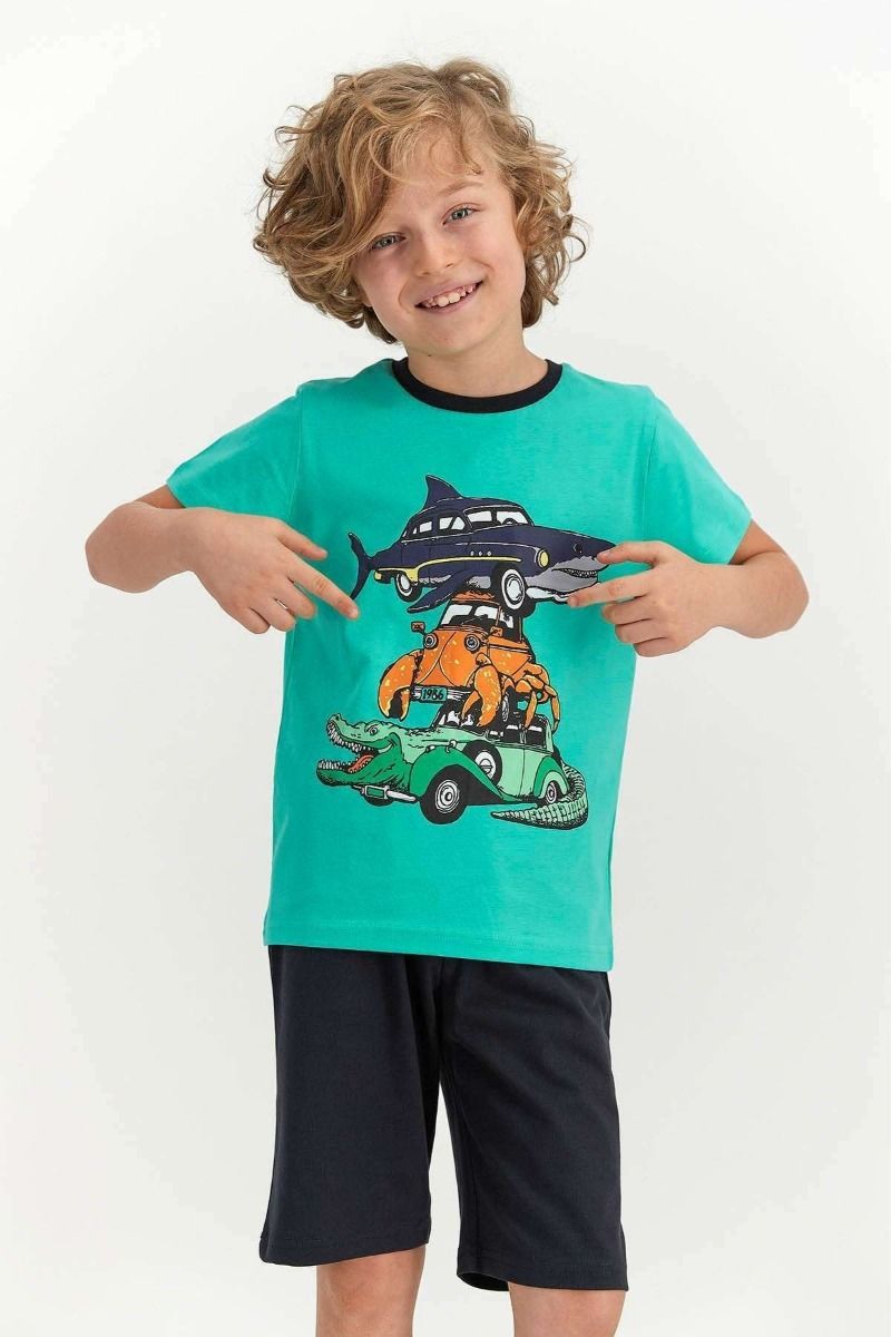 Καλοκαιρινή αγορίστικη παιδική πιτζάμα με αυτοκίνητα ψάρια