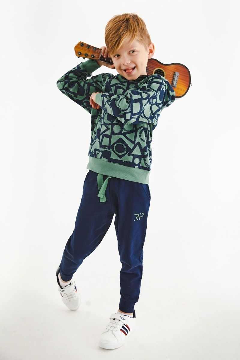 Παιδική φόρμα για αγόρι χειμωνιάτικη βαμβακερή φούτερ κουκούλα