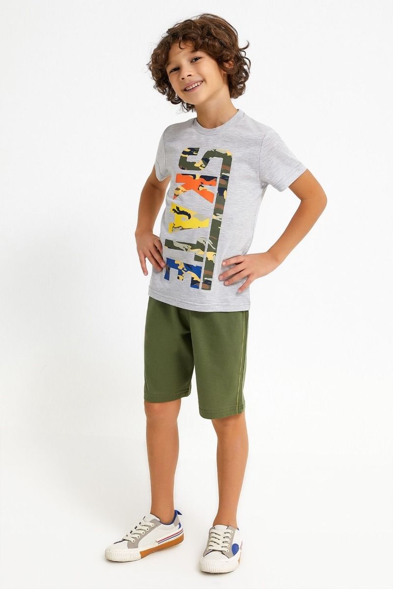 Παιδική φόρμα για αγόρι καλοκαιρινή βαμβακερή ποδήλατο μαύρο