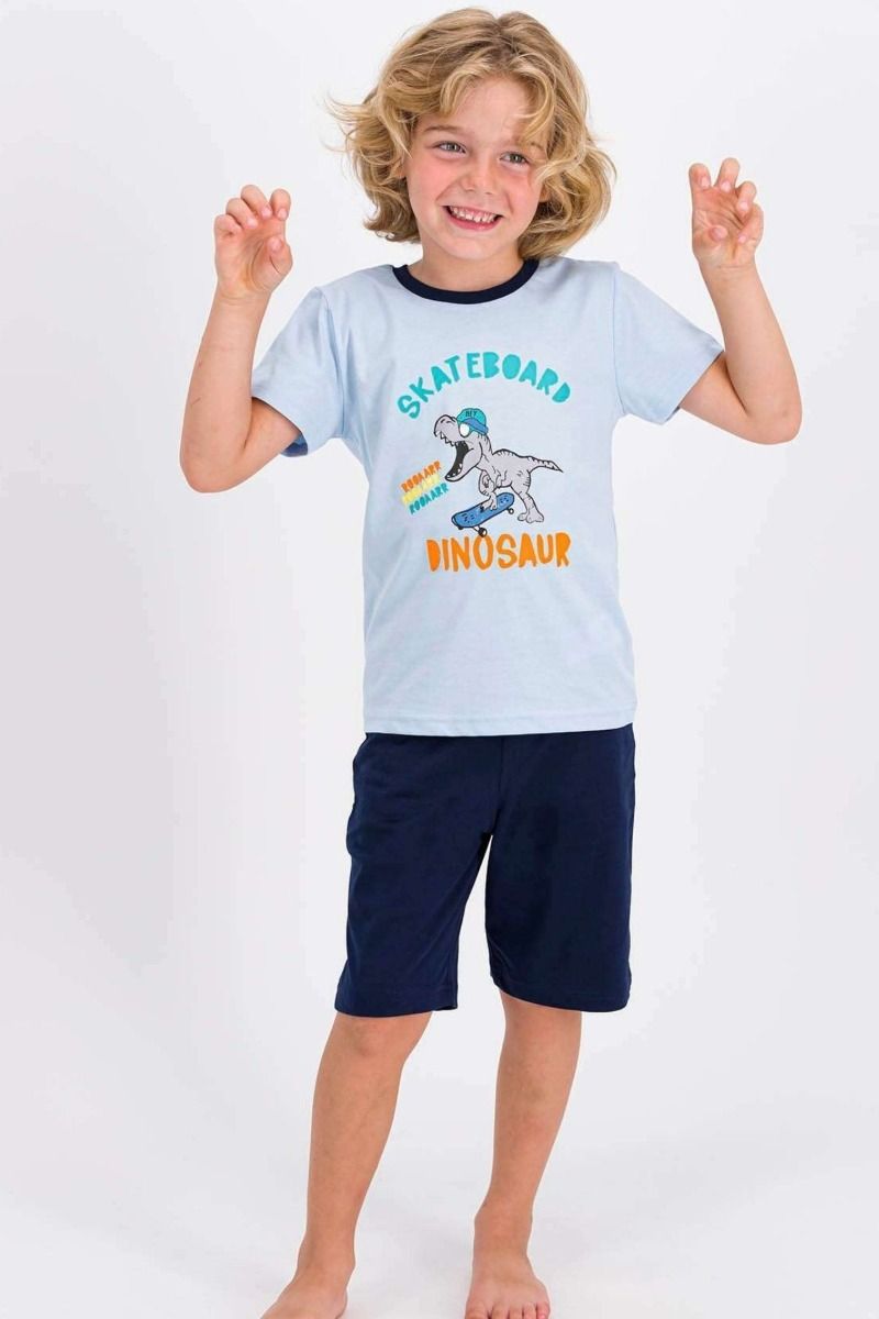 Καλοκαιρινή αγορίστικη παιδική πιτζάμα δεινόσαυρος βαμβακερή σορτσάκι