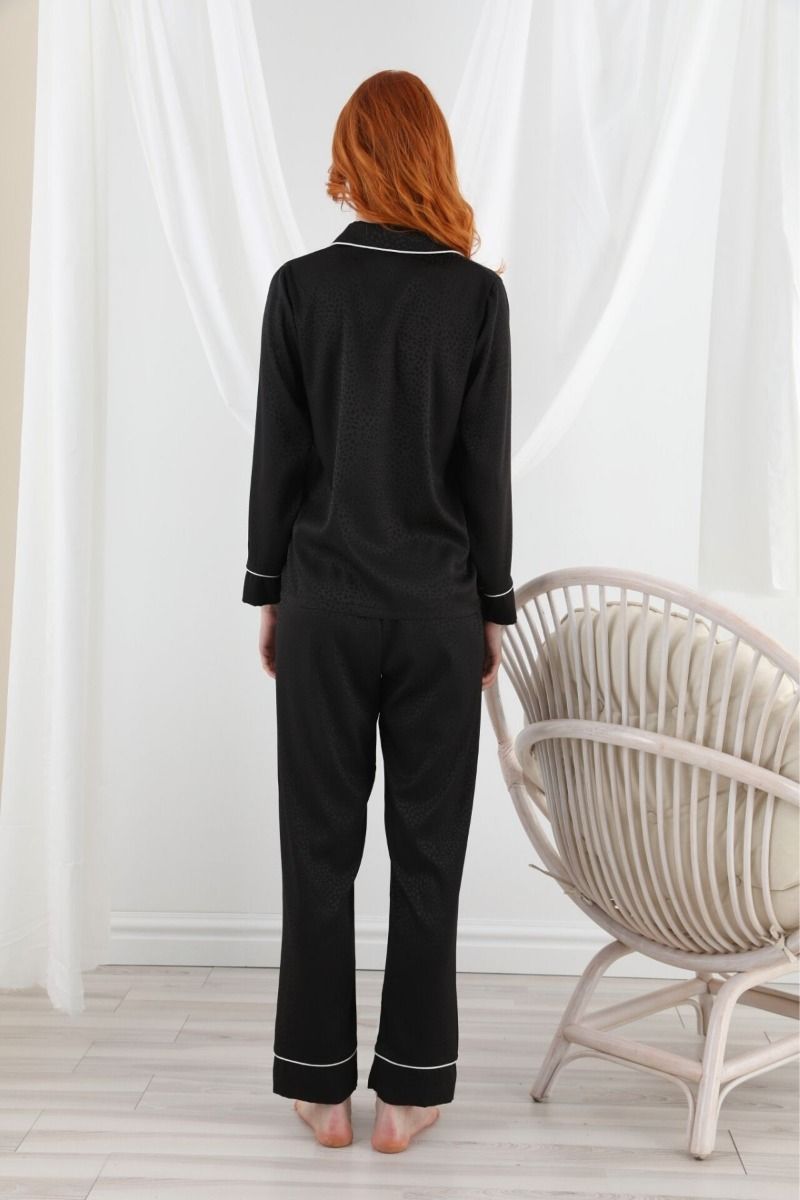 Γυναικεία πιτζάμα DEMETRA με ριγα μακρυμανικη με γιακα