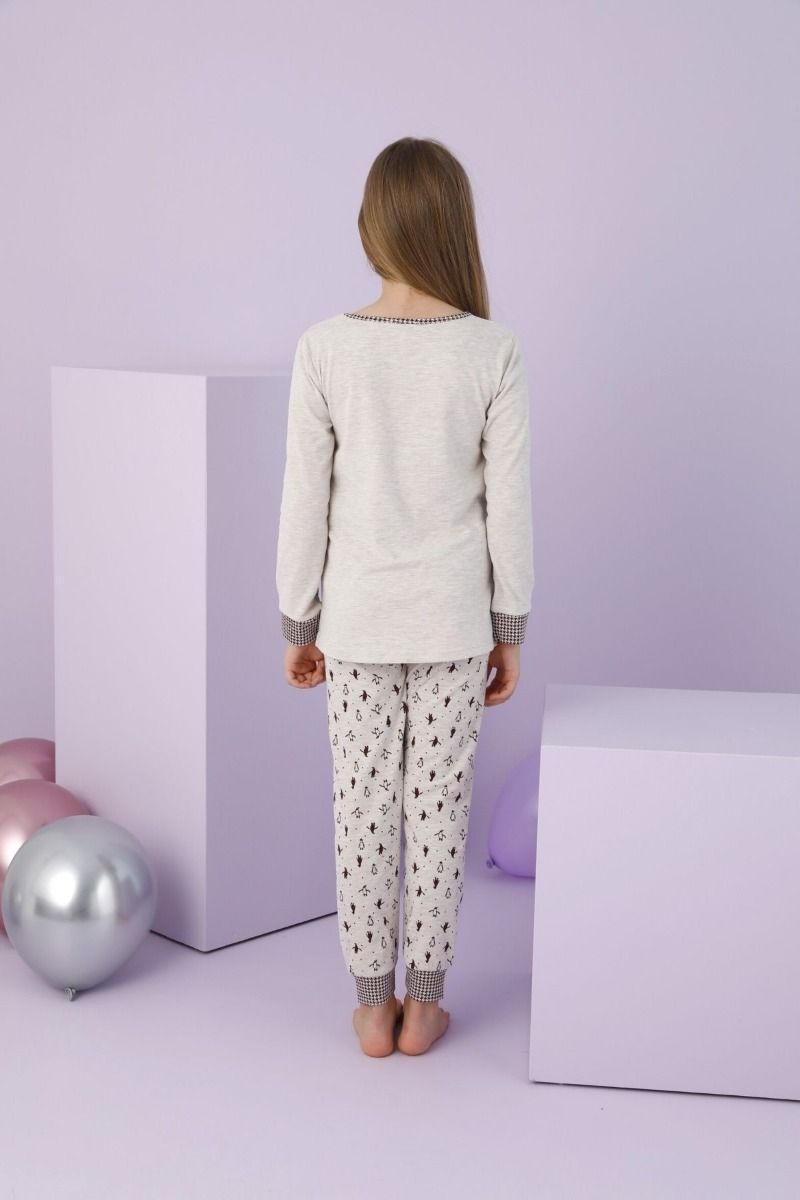 Χειμωνιάτικη κοριτσίστικη παιδική πιτζάμα βαμβακερή με πιγκουίνους
