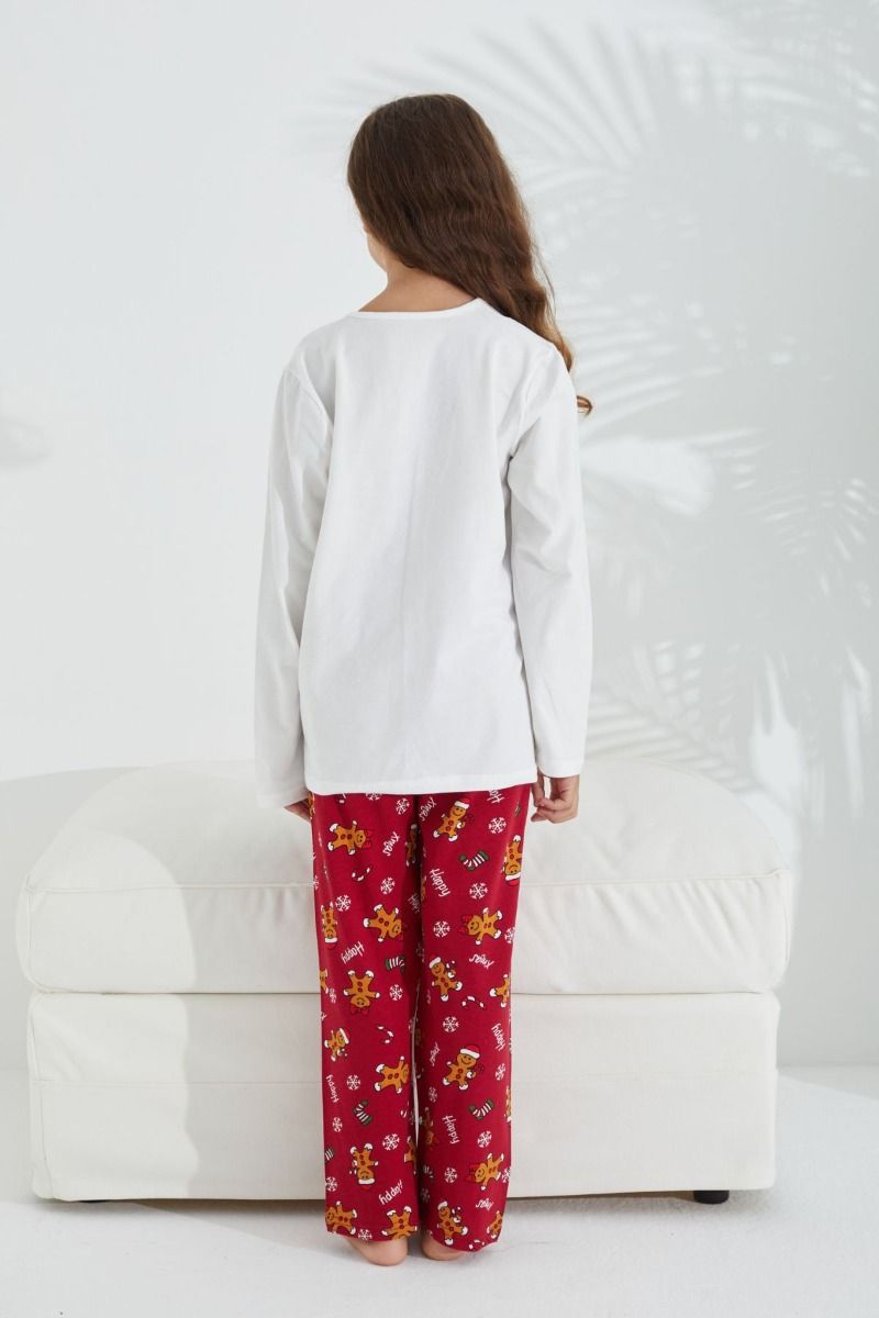 Παιδική κοριτσίστικη πιτζάμα χριστουγεννιάτικη βαμβακερή με μπισκότα