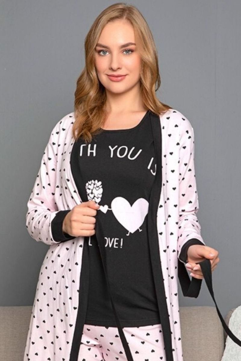 Γυναικεία Κοντομάνικη Πιτζάμα Με Ρόμπα Sexen PINK HEART