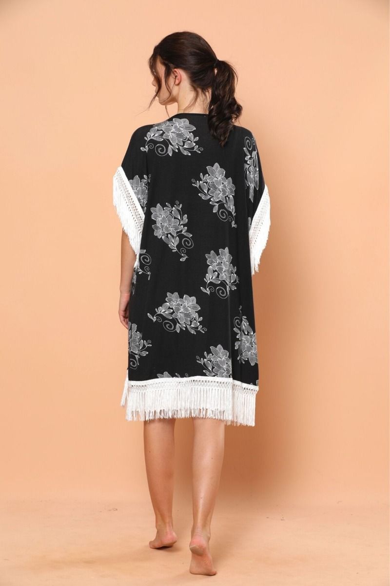 Γυναικείο Σετ Νυχτικό Με Ρόμπα siyah inci BOHEMIAN WHITE