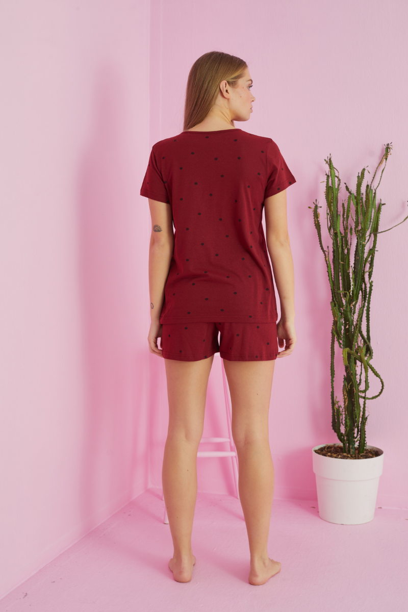 Πιτζάμα siyah inci BORDEAUX DOTS
