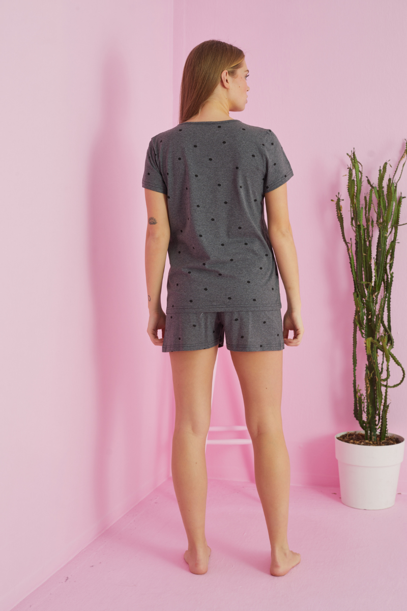 Πιτζάμα siyah inci GREY DOTS