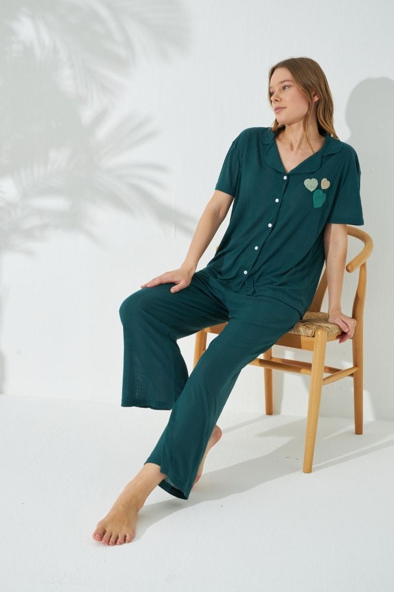 Γυναικεία πιτζάμα ριπ ύφασμα με κουμπιά καλοκαιρινή